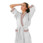 Мек памучен халат за баня в сиво S/M - Etno